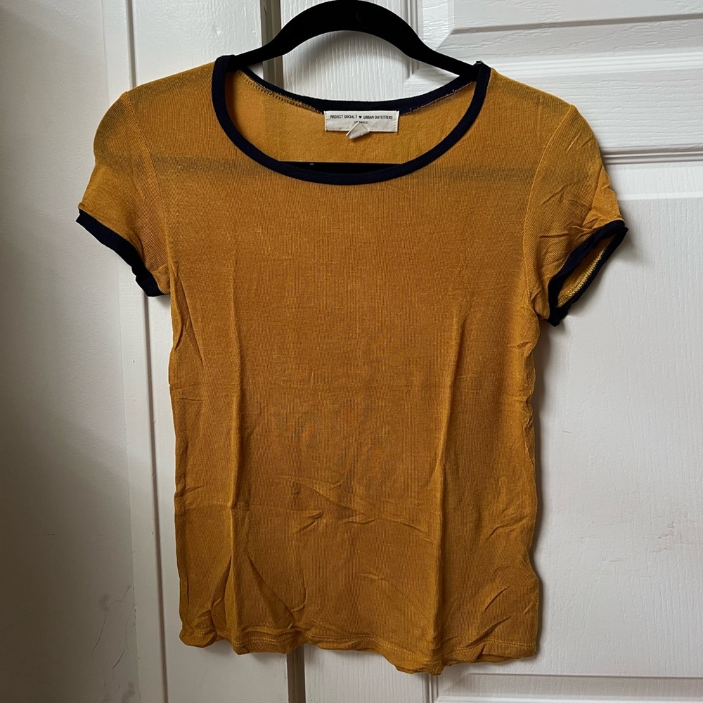 Urban Outfitters Mustard Navy Ringer Tee
